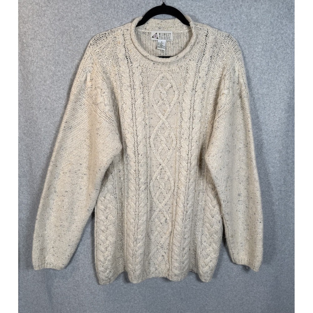 Midwest‎ Traders Sweater Womens Medium Vintage Longer Length Cable Knit Oatmeal